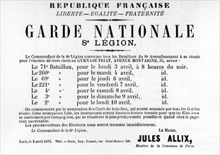 Garde Nationale 8th Legion, from French Political posters of the Paris Commune,  May 1871. Artist: Unknown