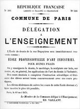 Delegation a L'Enseignement, from French Political posters of the Paris Commune,  May 1871. Artist: Unknown