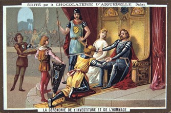 The Knights - Swearing of allegiance to the lord, Middle Ages. 19th Century.. Artist: Unknown