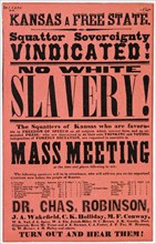 Poster against slavery in Kansas, 19th century. Artist: Unknown