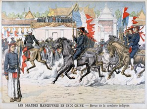 Review of the indigenous cavalry, French Indochina, 1903. Artist: Unknown
