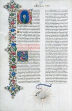 Illuminated manuscript page from Decameron, by Giovanni Boccaccio, Italian, c1467.  Artist: Taddeo Crivelli