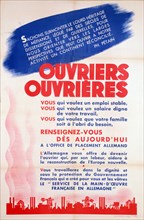 French workers for Germany poster, c1942-1944. Artist: Unknown