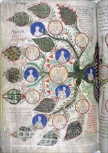 Family tree, a page from Liber Floridus, 12th century. Artist: Unknown