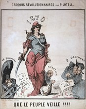 'Que le Peuple Veille', allegory of the French Republic, Franco-Prussian War, 1870. Artist: Pilotell