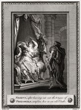 'Tereus, after having cut the tongue of Philomela, confines her in an old Castle', 1776. Artist: W Walker