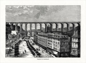 The Viaduct at Morlaix, France, 1879. Artist: Unknown