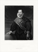 Sir Francis Drake, English privateer, navigator, naval pioneer, politician, 19th century. Artist: W Holl