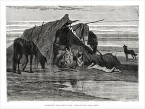 Tziganes camping in the Puszta, 1886. Artist: Unknown