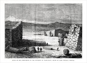 'Ruins of Inca Monuments in the Environs of Tiahuanacu, South of Lake Titicaca, Bolivia', 1877. Artist: Unknown