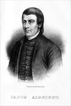 Jacob Albright, American Christian leader, (1854). Artist: Unknown