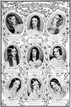 Nine of Queen Victoria's bridesmaids, 10 February 1840. Artist: Unknown