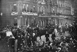 Queen Victoria's funeral procession passing through London, 1901. Artist: Unknown
