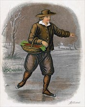 'Dutch Man Skating with a Basket of Vegatables', 1809.Artist: W Dickes