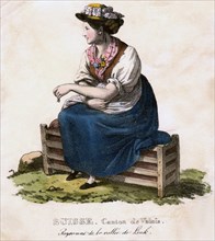 Swiss woman, c1825.Artist: Edouard Pingret