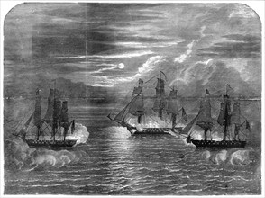 The 'USS Constitution' capturing the 'Cyane' and 'Levant', 1815, (1872). Artist: Unknown