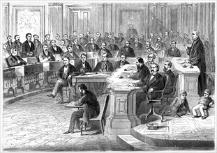 The impeachment of Andrew Johnson, 5 March 1868, (1872). Artist: Unknown