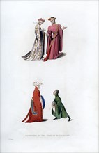 Court dress, 14th century, (1843).Artist: Henry Shaw
