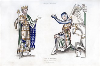 King and knight, late 12th century, (1843).Artist: Henry Shaw
