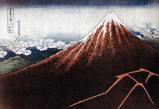 'Fuji above the Lightning', c1823.Artist: Hokusai