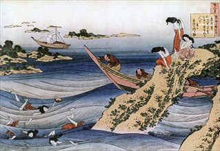 'Oyster Fishing', c1785-1849.Artist: Hokusai