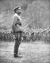 General Kornilov inspecting Russian troops, 1st July 1917. Artist: Unknown