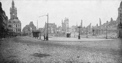 The ruins and bell tower of Douai, France, 1918. Artist: Unknown
