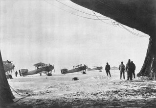 Departure of French Breguet planes for a reconnaissance mission during winter, 1914-1918. Artist: Unknown