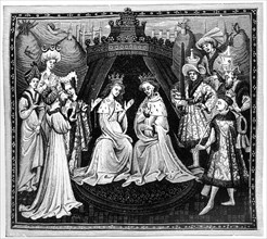 King, queen, and court, c1450, (1910). Artist: Unknown