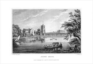 Putney Bridge, London, 1829.Artist: J Rogers
