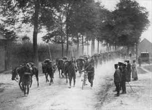 British cavalry lancers, France, 1914. Artist: Unknown