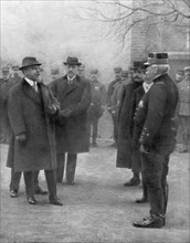 French President Raymond Poincare meeting General Joseph Joffre, 1914. Creator: Unknown.