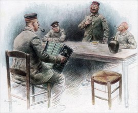 'Sentimental ballad in the Canteen', German prisoners of war in Dinan, France, 1915, (1926). Artist: Maurice Orange