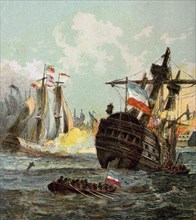 'Defeat of the Dutch Fleet', 1666 (c1850s). Artist: Unknown
