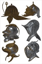 Helmets from the Armeria Real, Madrid, (1870). Artist: Franz Kellerhoven