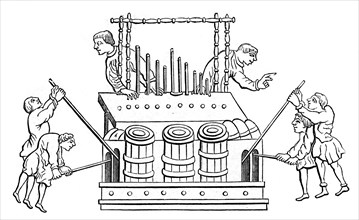 Great organ with bellows and double keyboard, 12th century, (1870). Artist: Unknown