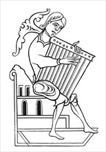 A psaltery player, 9th century, (1870). Artist: Unknown