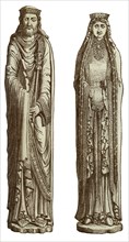 Clovis I and Clotilde his wife, 12th century, (1870). Artist: Franz Kellerhoven