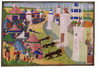 'The Assault on the Strong Town of Afrique', 15th Century.Artist: Master of the Harley Froissart