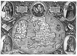 Map of England, 16th century, (1896). Artist: Unknown