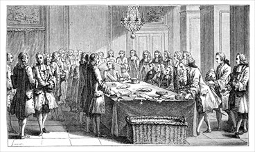 Louis XV Signing The New Treaty, 1757, (1885). Artist: Unknown