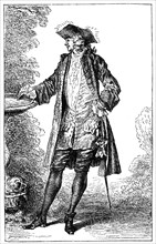 Man in 18th-century French costume, (1885).Artist: Jean-Antoine Watteau