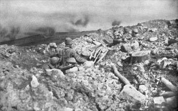 French artillery assault on the Eparges ridge, near Verdun, France, 2 August 1915. Artist: Unknown
