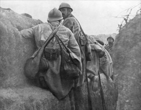 A French trench before an attack, 2nd Battle of Champagne, France, 25 September 1915. Artist: Unknown