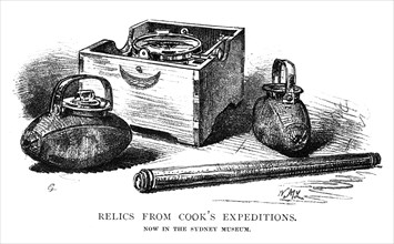 Relics from Cook's expeditions, 1886.Artist: W Macleod