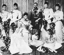 The wedding group of King George and Queen Mary, 6 July 1893. Artist: Unknown