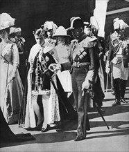 Prince Edward's investiture as Prince of Wales, 1911. Artist: Unknown