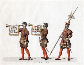 Guards, costume design for Shakespeare's play, Henry VIII, 19th century. Artist: Unknown