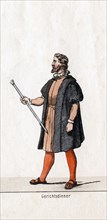 Court usher costume design for Shakespeare's play, Henry VIII, 19th century. Artist: Unknown