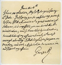 Letter from George II to Thomas Pellam-Holles, 4th June 1757.Artist: King George II